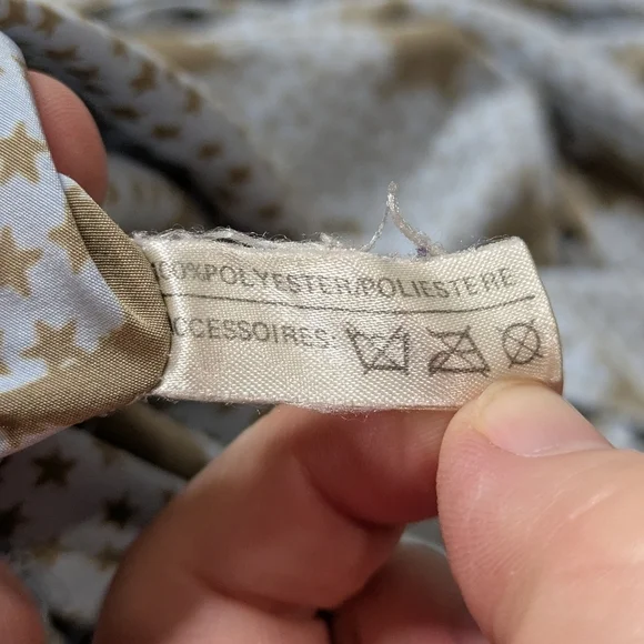 Vintage Louis Feraud Blue Tan Star Tie Neck Long Sleeve Blouse 10 - Picture 9 of 10